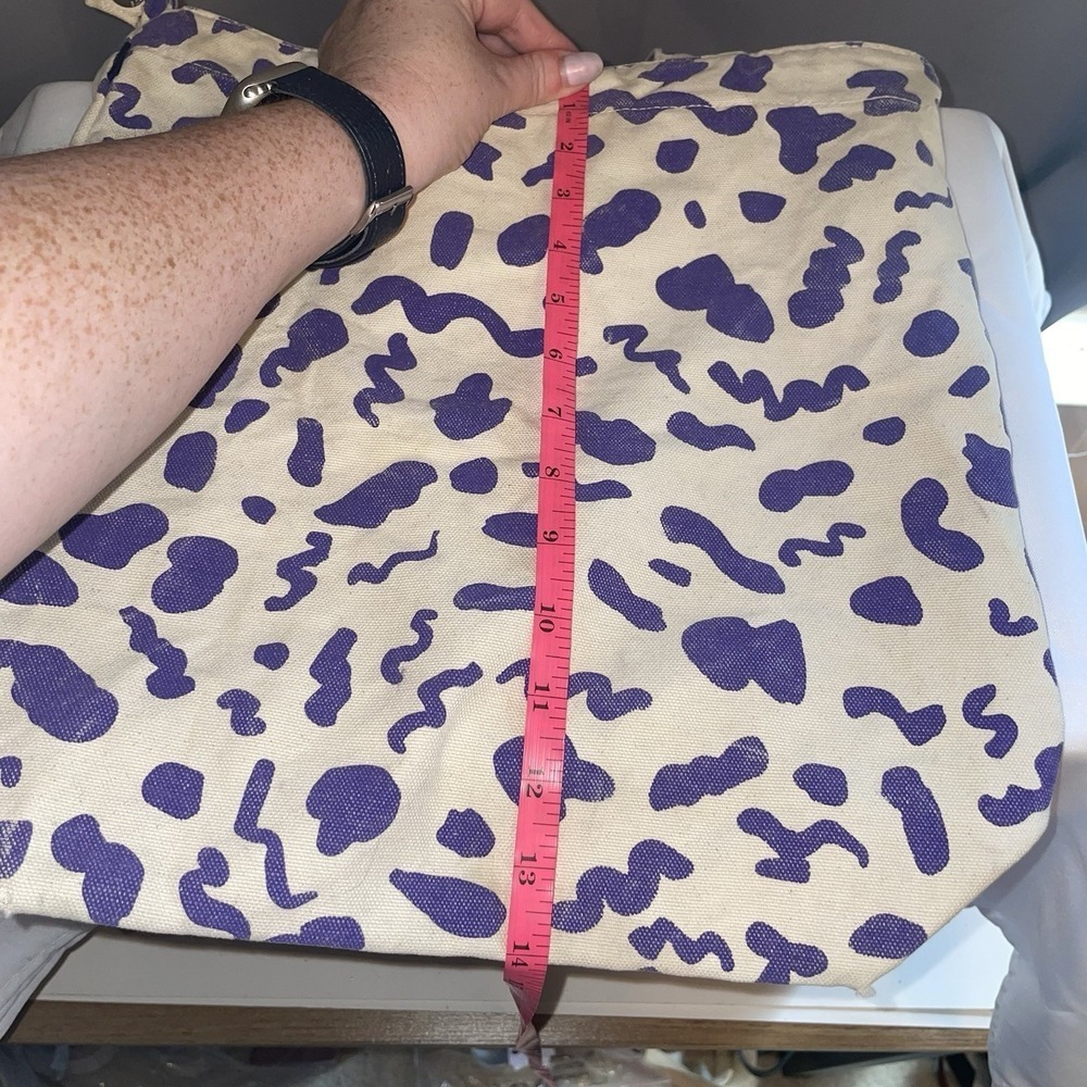 Baggu Duck Bag Shopper Canvas Tote Leopard Print Purple White Machine Washable - Picture 4 of 11